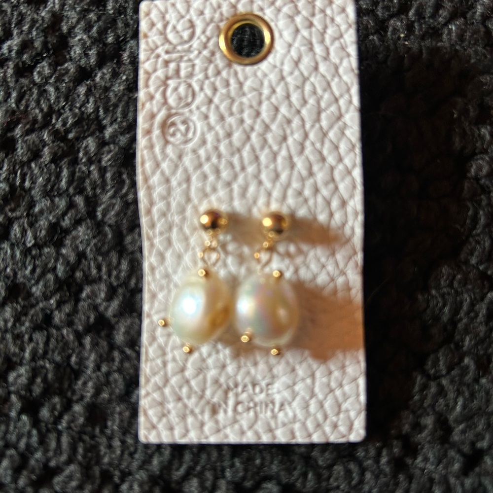Gold and Pearl Drop Earrings